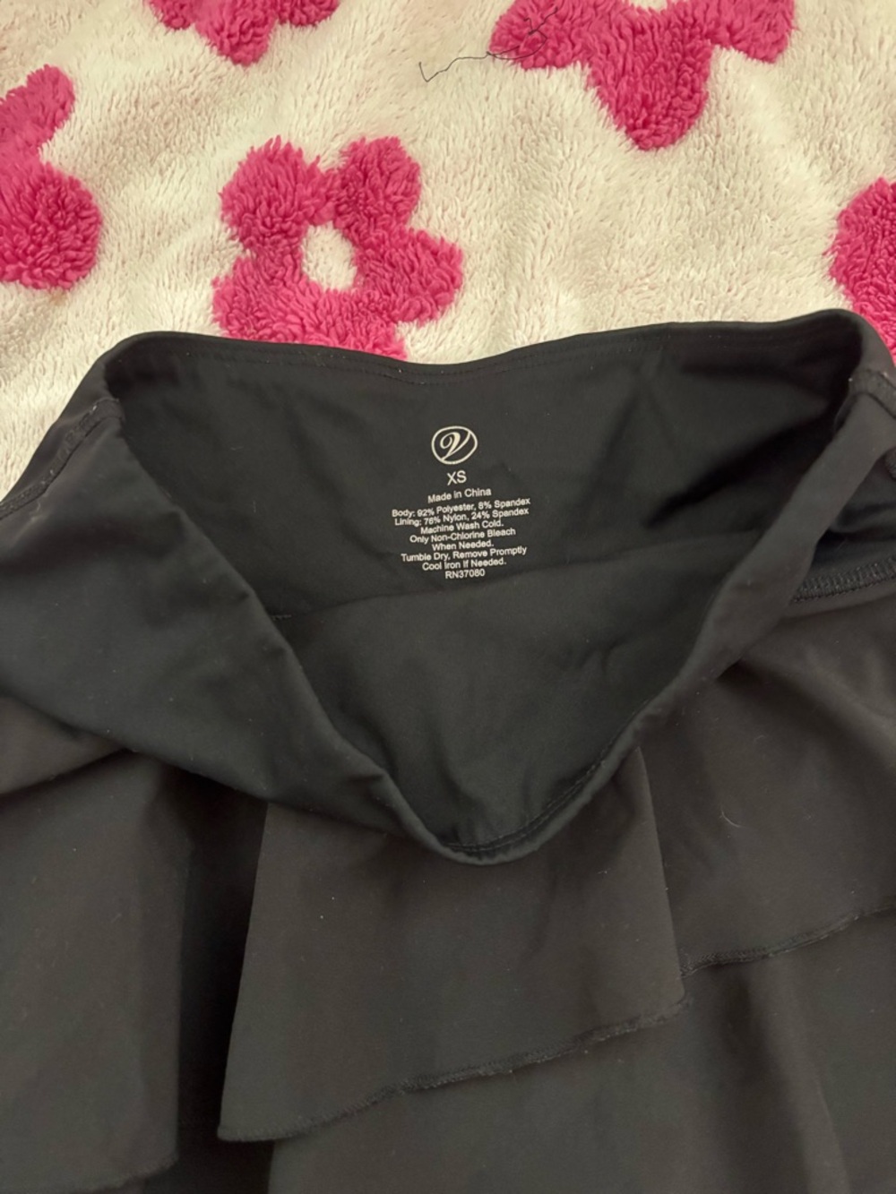 Versona Black Ruffled Athletic Skirt with built in shorts